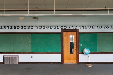School Classroom Interior with chalkboard