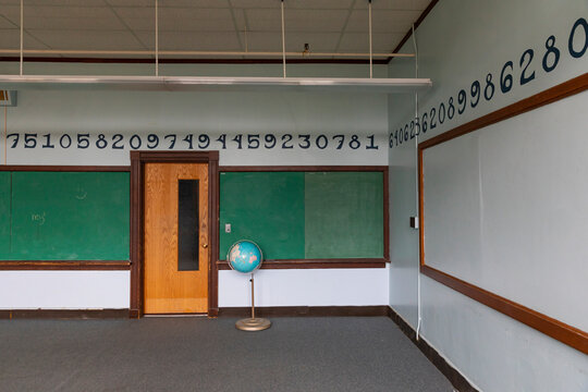 School Classroom Interior with chalkboard