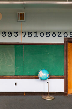 School Classroom Interior with chalkboard