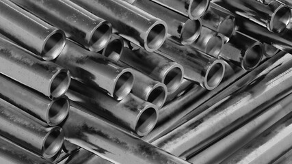 Rusty iron pipes 10 cm in diameter and 1 cm thick