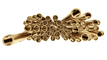 Background of pipes bronze brass metal 3d image round shape engineering profile spout