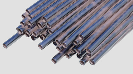 metal iron steel pipes background round shape engineering profile spout