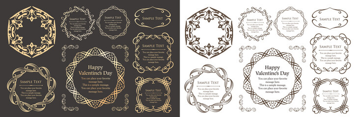バレンタインデーのフレームデザイン。豪華でエレガントな装飾。アンティーク。ビンテージ。ゴージャス。エレガンス。