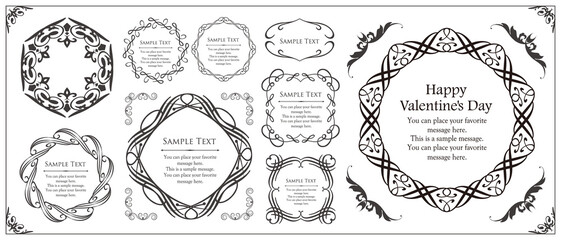バレンタインデーのフレームデザイン。豪華でエレガントな装飾。アンティーク。ビンテージ。ゴージャス。エレガンス。