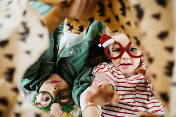 Packing Christmas presents with the siblings