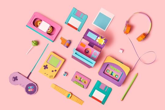 Retro electronic papercraft things.