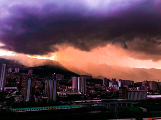 time lapse of clouds over city