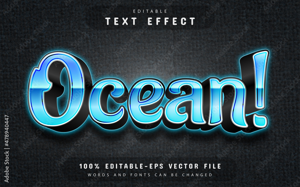 Poster ocean text effect with gradient