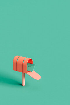 cartoon-style Mailbox with a letter. 3d render 