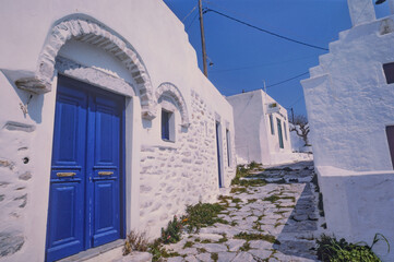 street on the island of amorgos, cyclades, greece