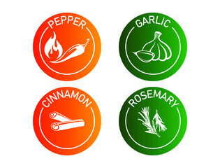 pepper garlic cinnamon rosemary packaging icons 