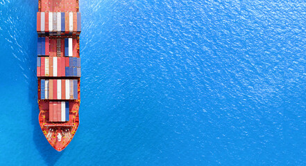 International trade concept .Aerial view of container shipping business Import-Export Logistics...