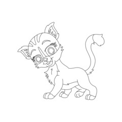 Coloring page outline of cute cat. Animal Coloring page cartoon vector illustration