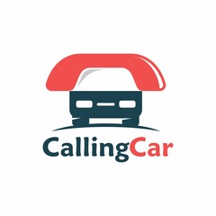 Calling car vector logo template. This design use phone symbol.