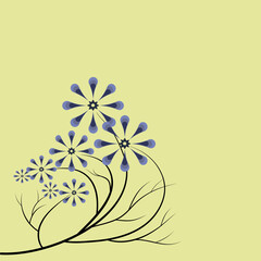 Line Flower, Handwritten Flowers on a white background, drawing with hand  concept.