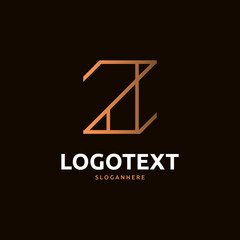 Z letter golden logo abstract design on dark color background. Z alphabet logo