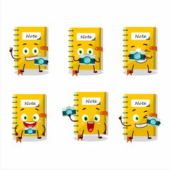 Photographer profession emoticon with note book cartoon character
