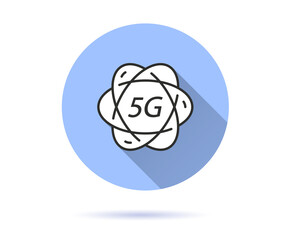 5g icon with long shadow for graphic and web design.