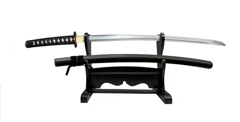 Fotobehang Japanese sword on double  display stand on white background © razihusin