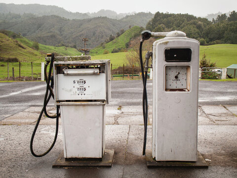 Petrol pumps in a small rural town