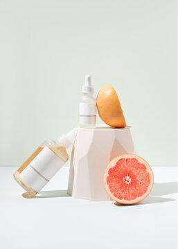 Natural face care cosmetics and pomegranates