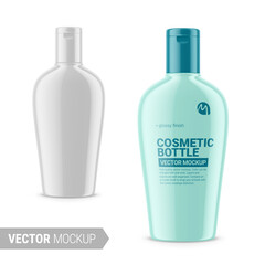 White glossy cosmetic bottle mockup. Vector illustration.
