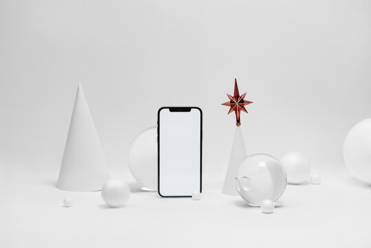 Composition of smartphone with geometric figures