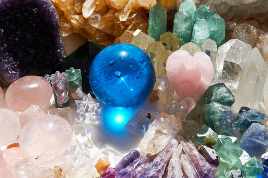 Closeup of various crystal stones

