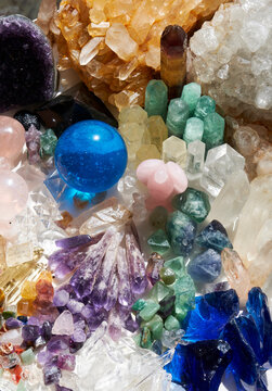 Closeup of various crystal stones

