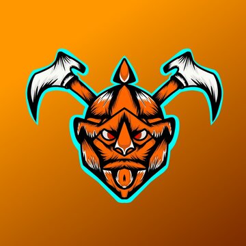 vector illustration of an Indonesian cash mask called a cakil mask.