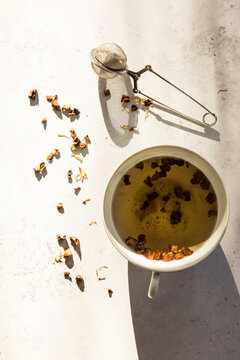 Herbal tea in a large porcelain cup