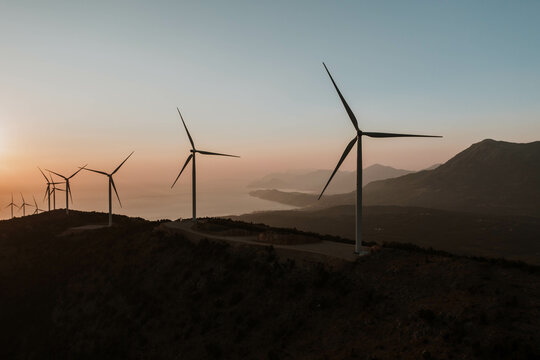 Windmills close to the sea 