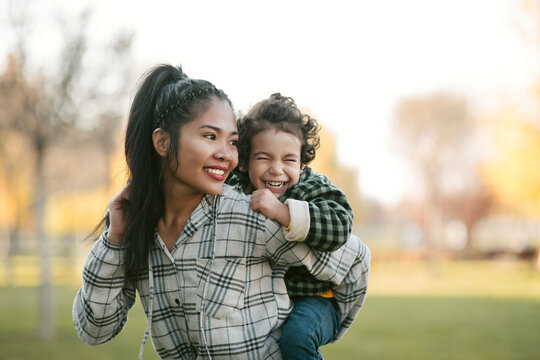 Mother And Son At Park