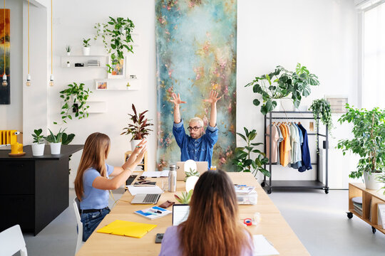 Coworkers during meeting in office