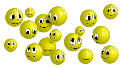 Yellow emoji on a white background. Smiley group
