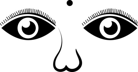 Black isolated icon of pair eyes with eyelash on white background. Set of eye Icons of open and closed eyes. Vision..eps