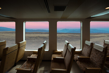 Empty train during beautiful sunset