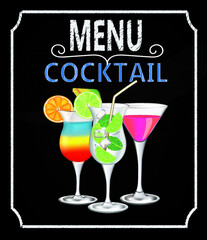 Cocktails menu design. vector illustration