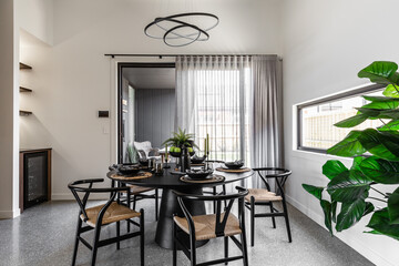 Black dining room table setting