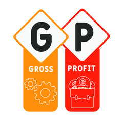 GP - Gross Profit acronym. business concept background.  vector illustration concept with keywords and icons. lettering illustration with icons for web banner, flyer, landing pag