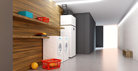3D illustration with the heating system