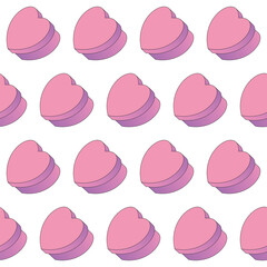 Cute heart shaped boxes seamless pattern. Cartoon vector illustration with 3d effect. Colorful and playful print for Valentine day. Love and holidays gifts concept