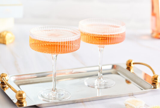 Two Glasses  Pink Champagne 