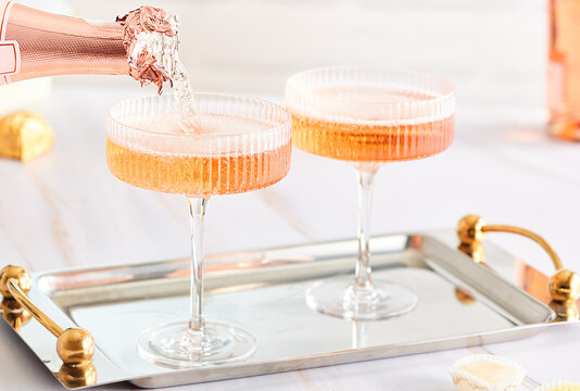 Two Glasses  Pink Champagne 