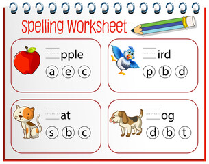 Spelling worksheet template for kids