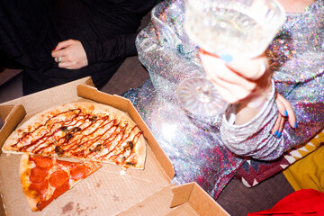 Woman in sequins dress at the party