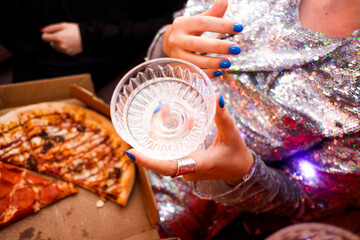 Woman in sequins dress at the party