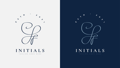 Initial J and F Logo Design with Elegant Handwriting Style. JF Signature Logo or Symbol for Business Identity