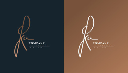 Initial K and A Logo Design with Elegant Handwriting Style. KA Signature Logo or Symbol for Business Identity - obrazy, fototapety, plakaty