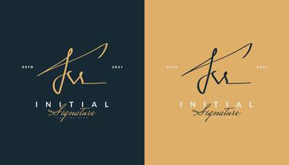 Initial K and S Logo Design with Elegant Handwriting Style. KS Signature Logo or Symbol for Business Identity